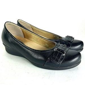 Ecco Womens Black Low Wedge Loafers EU 38 US 7-7.5